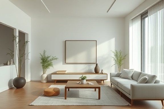 minimalist vitamins design, serene expression, floating, photorealistic, Zen-style living room with bamboo accents, highly detailed, soft focus depth effect, ISO 400, subdued palette, diffused lighting, shot with a tilt-shift lens.